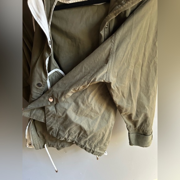 Zara Olive Green Women's Fabric Hooded Jacket - Picture 7 of 9